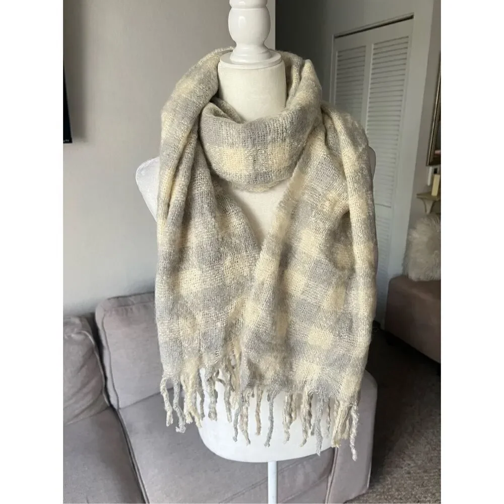Loft wool blend neutral plaid print